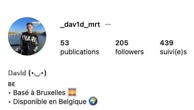 Capture mobile du haut d’un profil Instagram — Belgique