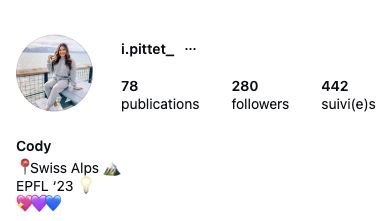 Capture mobile du haut d’un profil Instagram — Suisse
